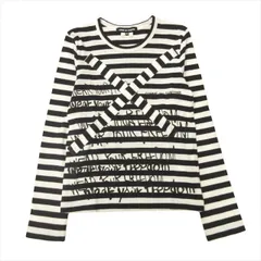 11ss コムデギャルソン COMME des GARCONS クロス ボーダー ロング Tシャツ カットソー 長袖 メッセージ プリント アーカイブ XS 白 ホワイト 黒 ブラック レディース