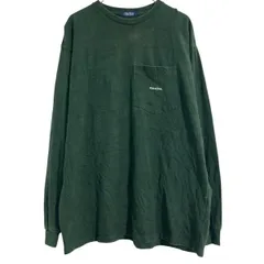 NAUTICA 長袖 ロゴTシャツ L グリーン ノーティカ プルオーバー シンプル 胸ポケット 古着卸 アメリカ仕入 a703-6150