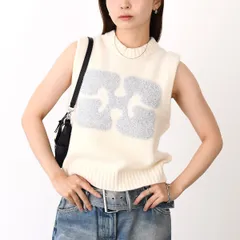GANNI ガニー ニットベスト トップス ベスト GRAOHIC VEST K2252 レディース ホワイト ラウンドネック バタフライロゴ ニット 春夏のサムネイル