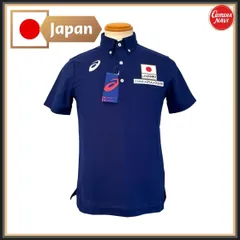 【新品】 ポロシャツ メンズ M 半袖 ネイビー アシックス 日本代表モデル 日の丸ロゴ入り トレーニングウェア ASICS 2171A003
