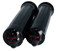 バイク 用 グリップ 1インチ 25mm スカルエンド グリップ アメリカン カスタム グリップ ハーレー ハンドル ドクロ ドラッグスター バルカン 等に (ブラック （BK）) [ブラック （BK）]