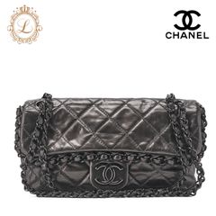 CHANEL シャネル マトラッセ　ラグジュアリー　 チェーンショルダーバッグ ヴィンテージカーフ　黒（ブラック金具）レディースバッグ ハイブランド【中古】【送料無料】