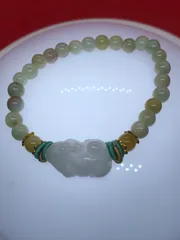 天然A翡翠 貔貅 6mmブレスレット2550-1/2