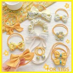 【在庫処分】HAPVITAL ヘアゴム 子供 可愛い 赤ちゃん用 ヘアゴム リボン 髪ゴム ヘアクリップ ヘアピン ヘアアクセサリー 前髪クリップ 10点 へあアクセサリー かみどめ かわいい おしゃれ お誕生日 プレゼント (イエロー)