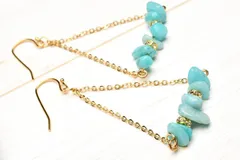 さざれ◇天然石 スィング アマゾナイト ピアス 当店オリジナルデザイン パワーストーン 天然石 _A1191