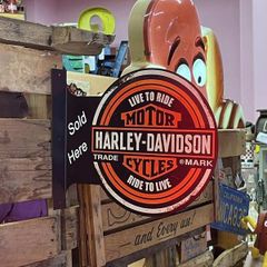 HARLEY DAVIDSON フランジ 看板 サイン 両面看板 ハーレー ダビッドソン アメリカン雑貨 ガレージ アメ雑