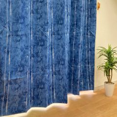 【3級遮光】厚地カーテン　ブルー　巾100cm×丈135cm　2枚組