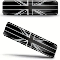 2個セット エンブレム UK フラッグ 国旗 ステッカー イギリス ユニオンジャック 黒 ブラック 金属 車外アクセサリー 車用 ロゴ バイク おしゃれ かっこいい デカール 外装 シール t3418