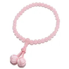 念珠堂  紅水晶 (ローズクォーツ) ＜ 数珠袋 付＞ 房がクシャクシャにならない丈夫な房【房色 ピンク 】 全ての宗派でお使い頂ける 女性用 手作り 念珠 国産 念誦 【創業80余年 老舗数珠メーカー】 1