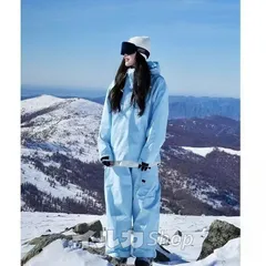 スキーウェア メンズ レディース スノーボードウェア ボードウェア スノボウェア 上下セット 無地 スノボー スノー ウェア 人気 カジュアル 2024　ブルー 女性 学生 女の人 レディース　　C683