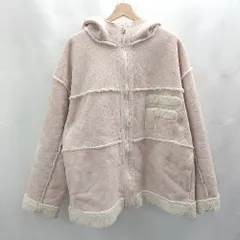 ■ ⊇ FILA フィラ ブランドロゴ入り フェイクムートン 長袖 ボアジャケット サイズＸＬ ピンク系 レディース E  【1503060024706】