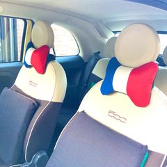 No.363 リボン型ネックパッド2点セット　ハンドメイド　フランス車　ルノー　プジョー　シトロエン