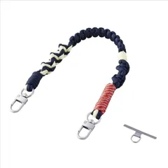 エレコム スマホストラップ 編みロープタイプ ハンドストラップ 手首 落下防止 ストラップホルダーシート付き iPhone/Android対応 携帯ストラップ ネイビー P-STHKNNV 【５営業日以内発送】 【定形外郵便にて発送】