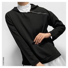 2way ジップのショルダーカットパーカー