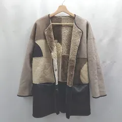 ◇ ⊇ タグがないため不明 ボア 異素材 長袖 ジャケット コート サイズ タグなし ブラウン系 レディース E  【1502030039788】