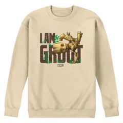 【送料無料】 マーベル メンズ Tシャツ トップス Men's Marvel Guardians Of The Galaxy I Am Groot Crew Fleece Sweatshirt Cream