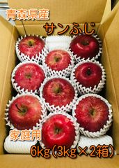 青森県産りんご「サンふじ」家庭用 キズ有 約6kg(3kg×2箱) 【フルーツキャップ】