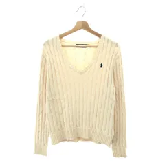 POLO RALPH LAUREN ポロラルフローレン Vネックケーブル ニット サイズ:M  ベージュ  レディース 　240001135340