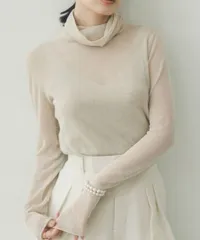 40%off anuans シアータートルレイヤードニットトップス ブラック　ベージュ