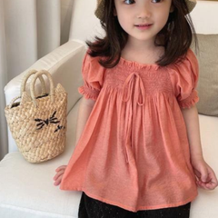 リボンチュニック 【新品】【110cm 120cm】ピンク　女の子　プリンセス　パフスリーブ Tシャツ　カットソー　トップス　シャツ
