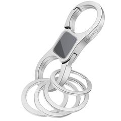 Idakekiy Key Chain Quick Release Spring with 4 Key Rings Heavy Duty Car Keychain Organizer for Men and Women (Silver) 