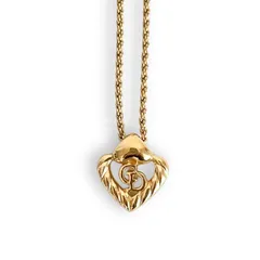 【美品】Christian Dior クリスチャンディオール ネックレス CDロゴ　心型　ハート　ゴールド