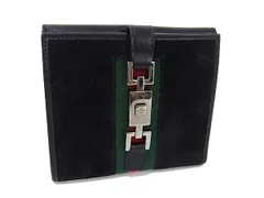 ■新品■未使用■ GUCCI グッチ 05474 2778 ジャッキー シェリーライン スエード×レザー 二つ折り 財布 ブラック系 FR4261