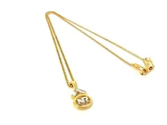■極美品■ NINA RICCI ニナリッチ ロゴモチーフ スクエアストーン ネックレス ペンダント アクセサリー ゴールド系 DH5446