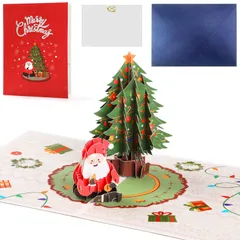 【人気商品】WD&CD クリスマスカード 立体 3D クリスマスツリー ポップアップ サンタクロースカード グリーディングカード クリスマスメッセージカード 飛び出す クリスマス飾り 手作りギフト ホリデー ギフト クリスマスの願い 挨拶 封筒付き