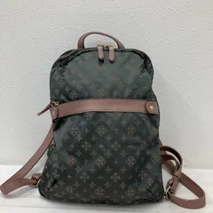 5368　russet　ラシット　リュック　バックパック　 モノグラム　総柄　グレー×ピンク系　ナイロン　レザー　 レディース