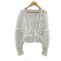 ワンアフター アナザー ナイスクラップ one after another NICE CLAUP シャツ ブラウス 長袖 ギャザースリーブ Vネック 花柄 総レース F オフホワイト /YS42