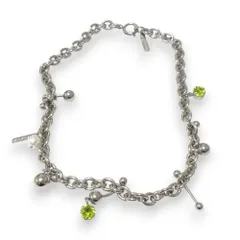 美品 JUSTINE CLENQUET ジュスティーヌクランケ ANDREW ネックレス チョーカー アクセサリー シルバー×グリーン レディース 古着 中古 USED