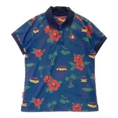 サイズ：LL LECOQ GOLF ルコックゴルフ  半袖ポロシャツ ハイビスカス×総柄 ネイビー系 [240101284295]# ゴルフウェア レディース ストスト