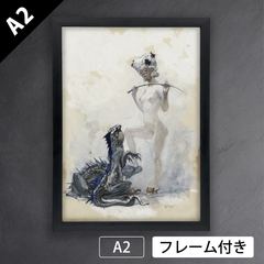 ハインリヒ・クレイ（Heinrich Kley）『調教師』(1910年頃) バロック　アートポスターA2 マット紙【フレーム付】《IN》