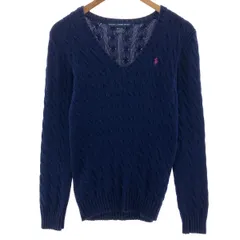 古着 ラルフローレン Ralph Lauren RALPH LAUREN SPORT ケーブル編み Vネック コットンニットセーター レディースM相当/eaa380725