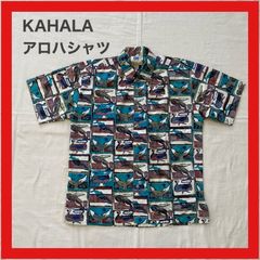 KAHALA　カハラ　アロハシャツ　ハワイアンシャツ　シャツ　半袖　くじら　クジラ柄　M