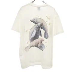 ONEITA オニータ 90s オールド バック マナティプリント 半袖 Tシャツ L ホワイト シングルステッチ メンズ 古着