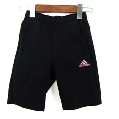 アディダス ショートパンツ ボトムス ハーフパンツ ジャージ スポーツウエア キッズ 女の子用 130サイズ 紺×ピンク adidas 【中古】