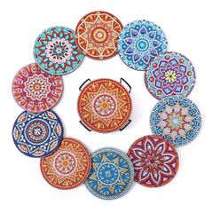 手作り 人気 子供用 大人 初心者 アートクラフト用品 手芸キット コースター コースター ホルダー付き 5Dダイヤモンド塗装キット DIYダイヤモンドペインティング (曼荼羅A（10個入）) セット ダイアモンドアート キットビーズアート ダイヤモンドアート