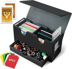 【在庫処分】AOBOPLE デッキケース、カードストレージ ボックス、PU レザー トレカケース、カードケース トレカ、2つのディスプレイウィンドウと大容量のダイストレイ付き、カードタイルが2枚付属しています、スリーブ付き対応 TCG、遊戯王、MTG、のサムネイル