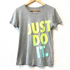 (^w^)b THE NIKE TEE ナイキ クルーネック 半袖 Tシャツ 薄手 JUST DO IT. プリント コットン100% トップス スポーティ ストリート カジュアル グレー レディース 女性 サイズ XL
