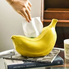 新品  ティッシュボックス ティッシュケース バナナ イエロー フルーツ セラミック ユーモア かわいい お洒落 高級感 ギフト インテリア