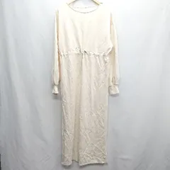 ◇ ◎●未使用● ⊇ Bonjour Sagan ウエスト絞り可能 長袖 マキシ丈 ワンピース サイズF オフホワイト レディース E  【1409100000498】