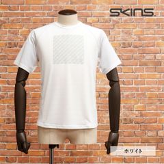 SKINS/Lサイズ/半袖 Tシャツ 184-28441  吸水プリント ムレ軽減 スポーツウェア フィットネス トレーニング メンズ 紳士 スキンズ 新品/白/ホワイト/ki143/