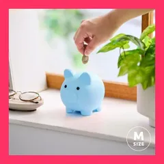 【スタッフおすすめ！】Arthar(アーサー)貯金箱ぶたかわいい割れない【インテリアとしても可愛いぶたさん貯金箱】雑貨500円玉貯金コインバンクゴールドブルー,M, Medium