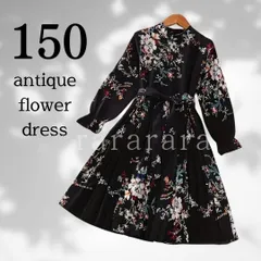 新品♡花柄ワンピース　女の子150　長袖　プリーツドレス　フォーマル　黒 結婚式、ピアノ、クリスマス、ひなまつり、姉妹コーデ、前撮り、記念日、帰省、インスタ、韓国、発表会、結婚式、七五三、お宮参り、バースデーフォト、披露宴、誕生日、パーティー、写真撮影、
