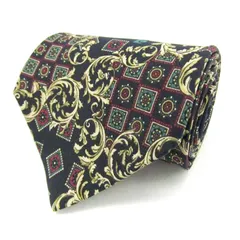 ピエールカルダン ブランドネクタイ チェック柄 バロック柄 シルク イタリア製 メンズ ネイビー Pierre Cardin 【中古】