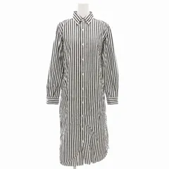 ビームスボーイ BEAMS BOY ストライプ ボタンダウン ワンピース ロングスリーブ シャツ チャコールグレー 白 ホワイト 13-26-0541-718 /GV