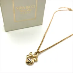 新品未使用 Nina Ricci ニナリッチ ロゴ リボン ネックレス ゴールド アクセサリー レディース 箱付き m14754