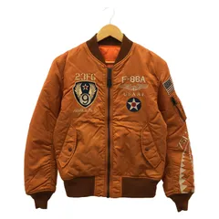 【中古】AVIREX MA-1 FLYING SHARKS フライトジャケット サイズL オレンジ 6172151 リバーシブル アヴィレックス[17]